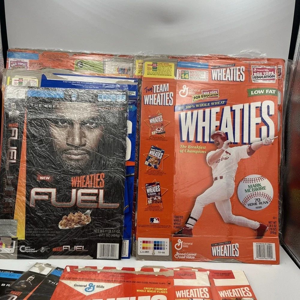 Lot‎ of 22 Vtg Wheaties Cereal Boxes Woods Griffey Gehrig Manning Gwynn McGwire